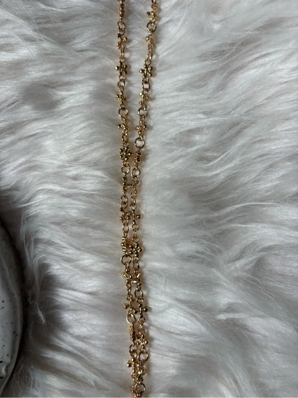 Gold Cross Beaded Rosary Necklace